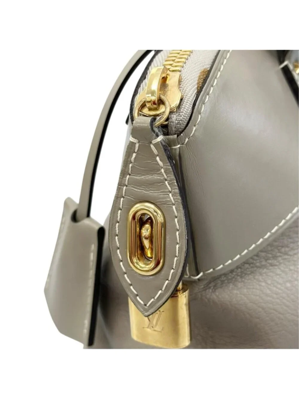 Louis Vuitton Lockit PM Handbag Leather Gray Suhali